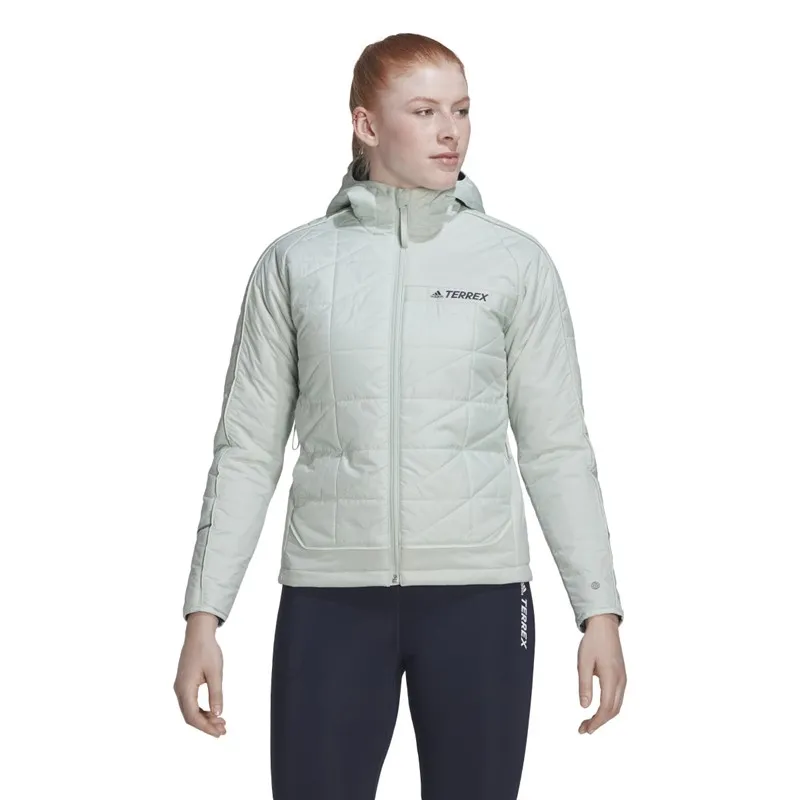 adidas Damen Terrex Multi Isolierte Gepolsterte Kapuzenjacke Leinen Grün