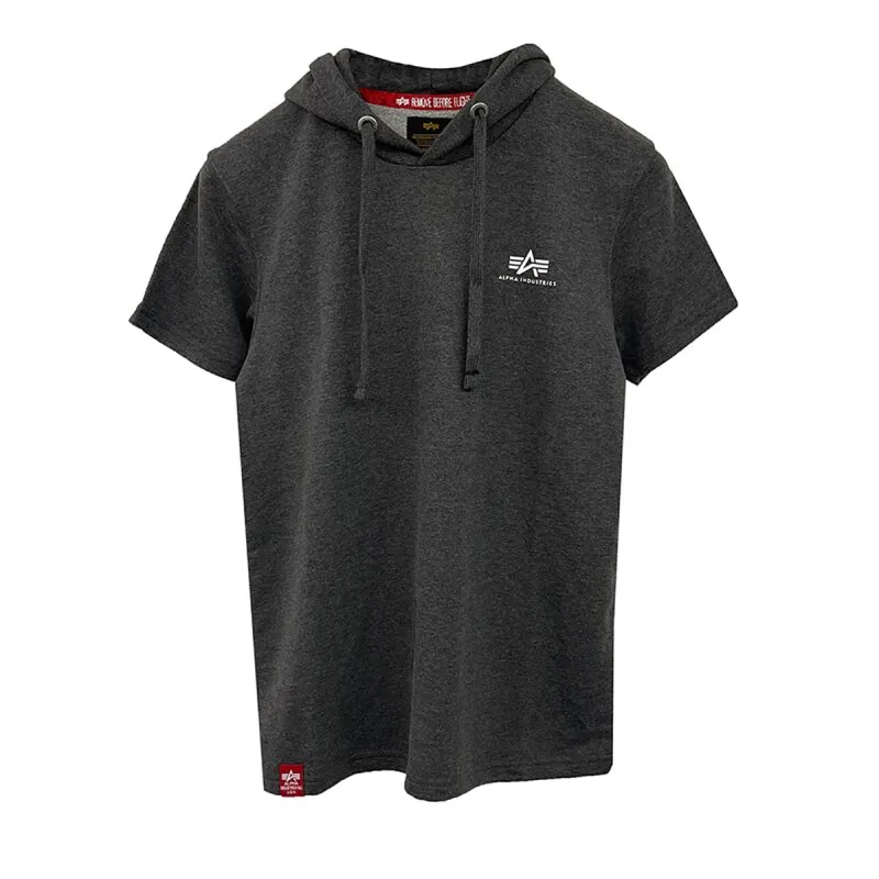 Alpha Industries Herren T-Shirt Basic Small Logo Hooded charcoal heather
