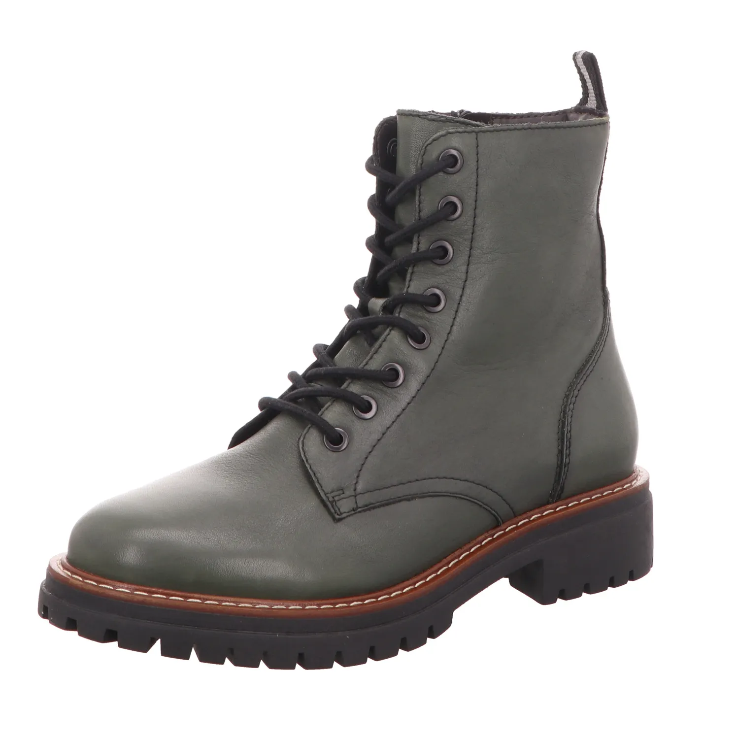 BOXX Damen-Schnürstiefelette Grün-Schwarz