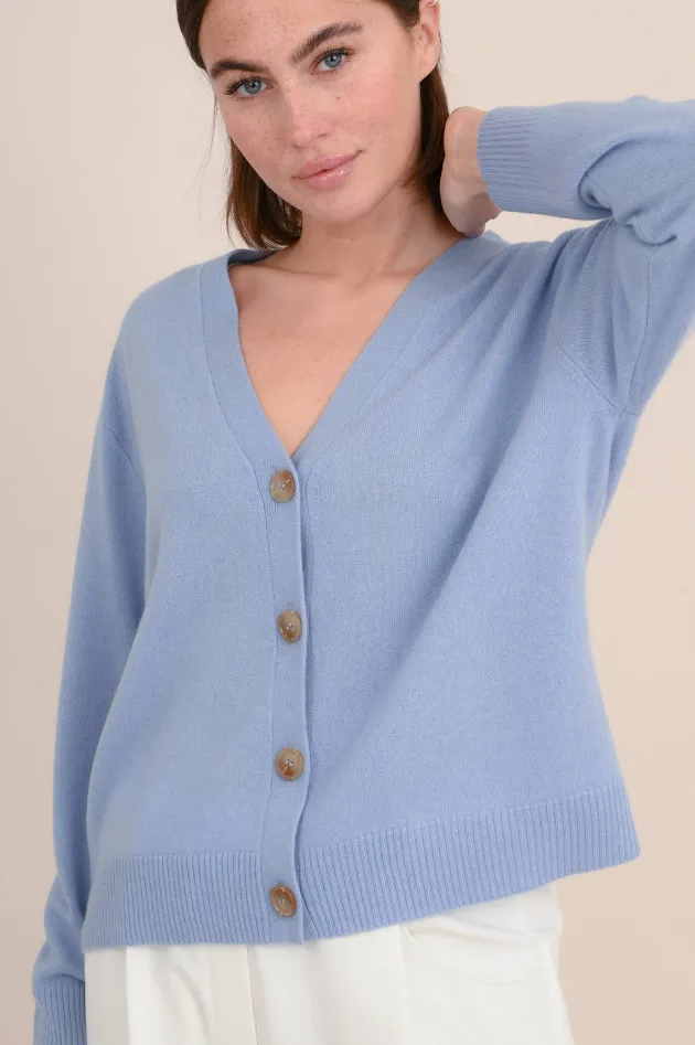 Cashmere-Strickweste mit Applikation in Lilablau