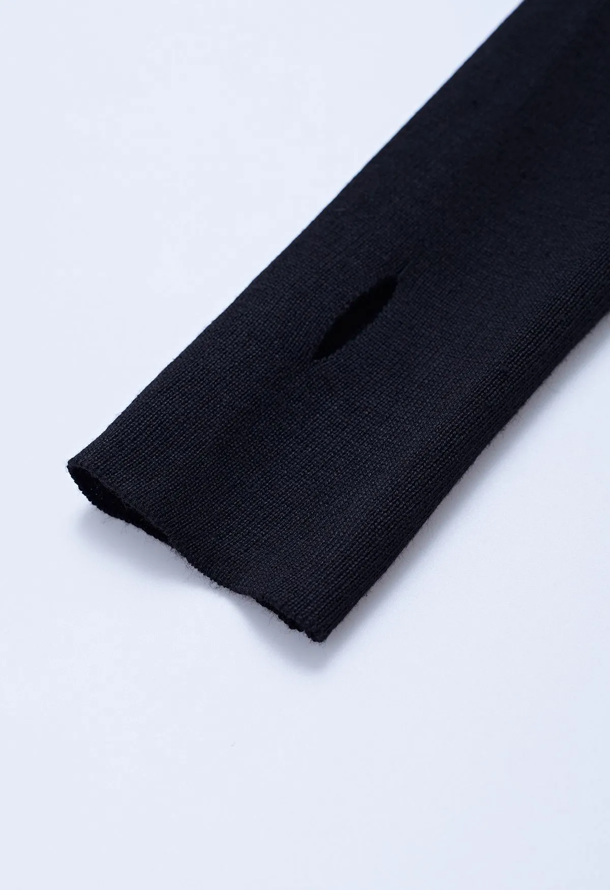 Crop-Top zum Binden mit Bowknot-Strick in Schwarz