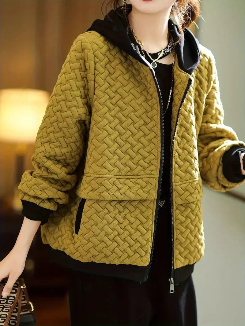 Damen Kapuzenjacke – Casual Steppjacke in Erdfarben