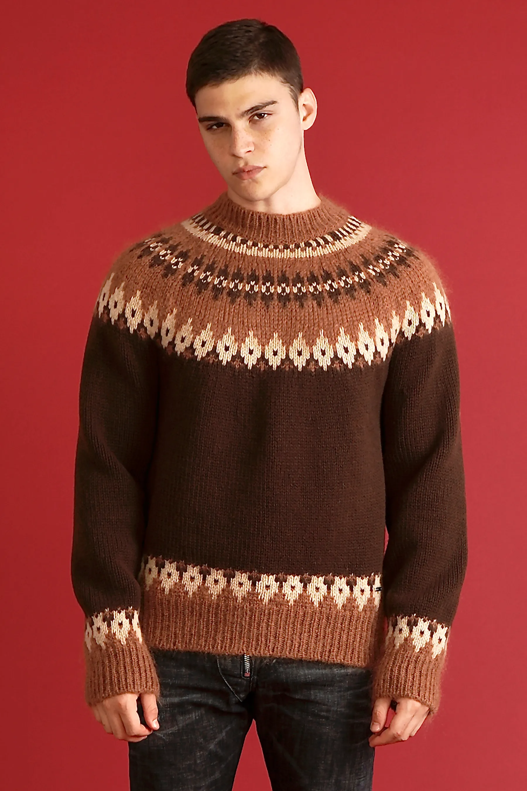 DSQUARED2 Jacquared Virgin Wool-Mohair Blend Sweater  