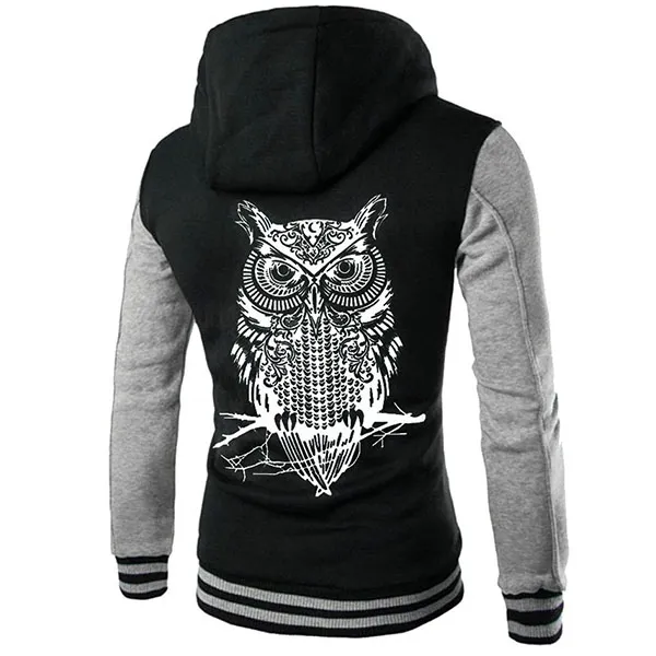 Fashion Contrast Color Long Sleeve Single-breasted Hooded Men's Sweatshirt