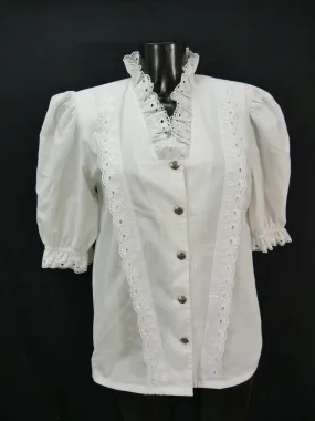 Gr.38 Trachtenbluse weiß Bluse Alphorn Baumwollmischung mit Spitze und Stickerei TB6601