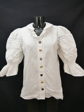 Gr.38 Trachtenbluse weiß Bluse Pinelli Baumwolle mit toller Spitze TB7378