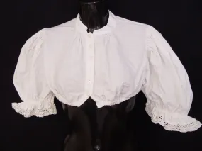 Gr.44 Dirndlbluse Häkelspitze Puffärmel hochgeschlossen Bluse für Dirndl B869