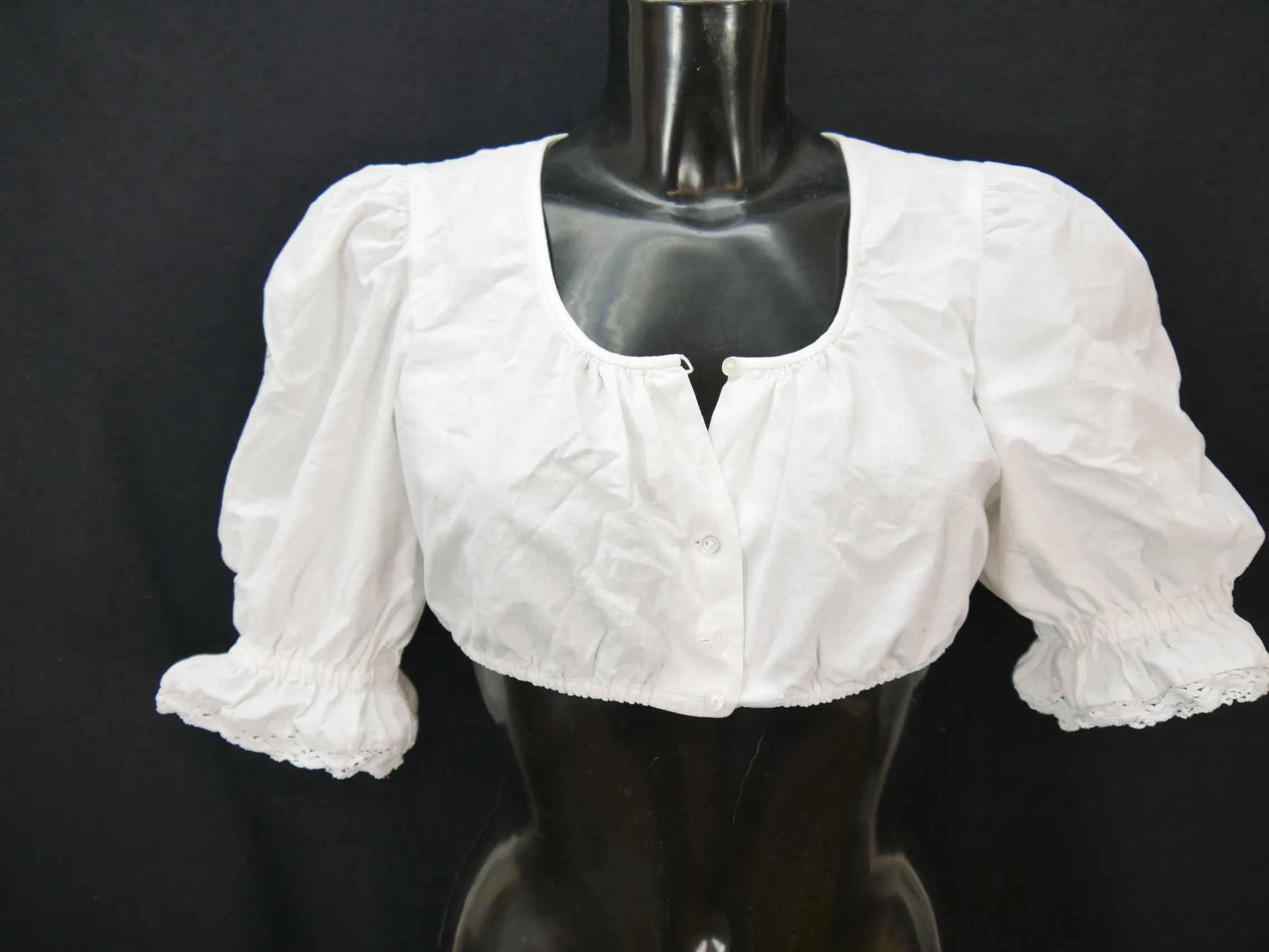 Gr.44 Dirndlbluse weiß Bluse für Dirndl Gössl Baumwolle mit Spitze B9625
