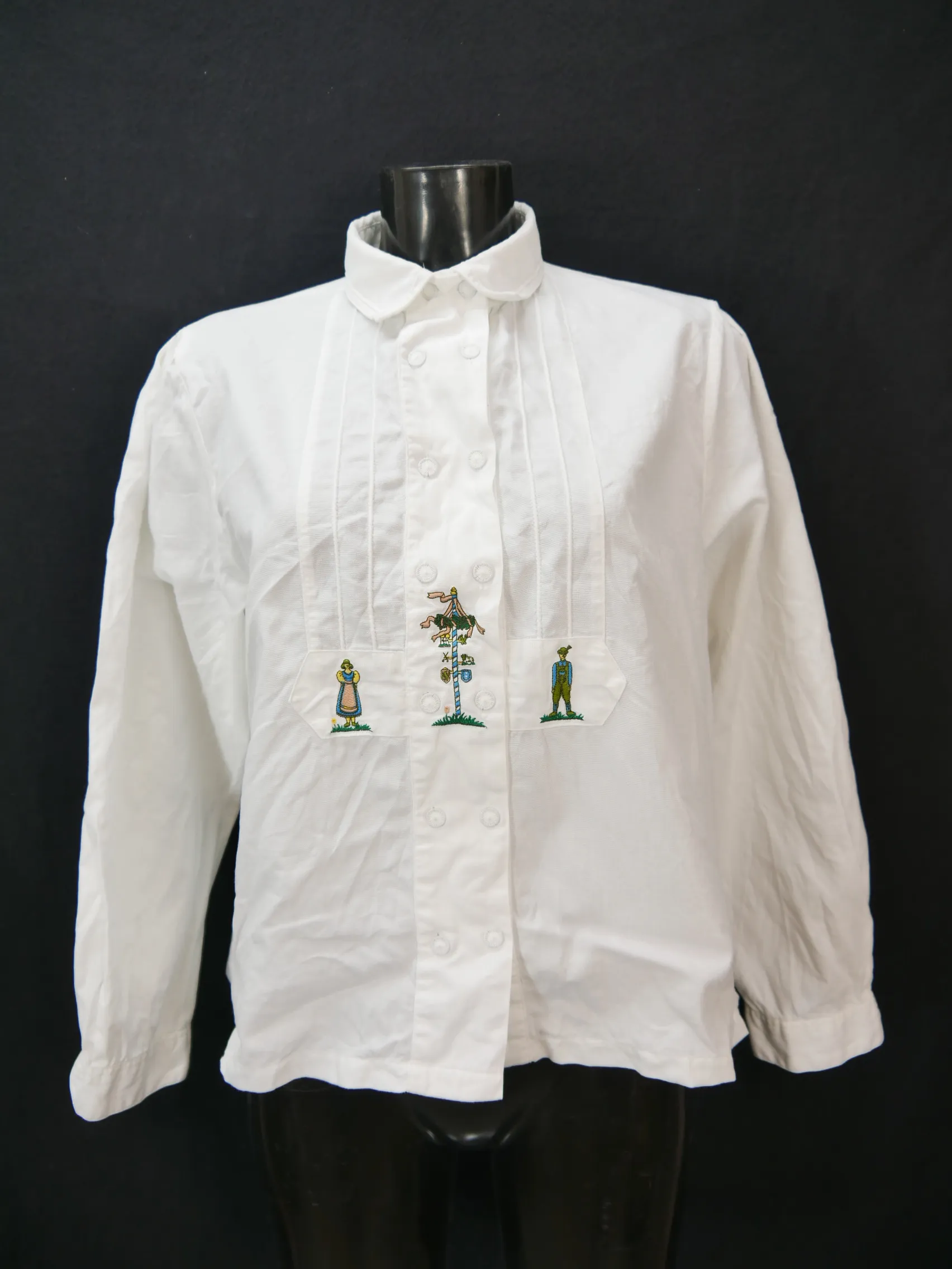Gr.44 Trachtenbluse weiß Bluse Wallner Baumwolle mit Stickerei TB7643