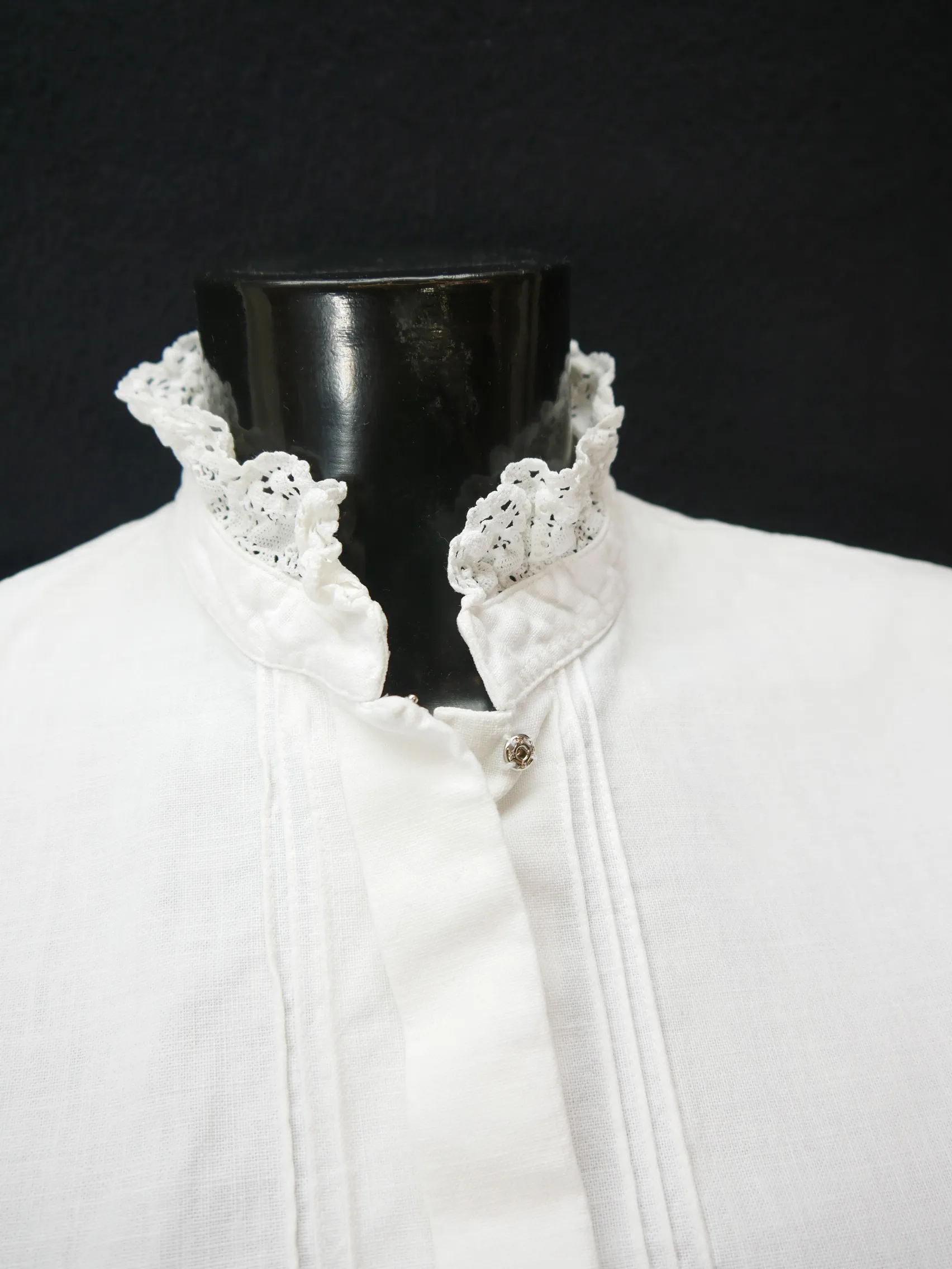 Gr.46 Trachtenbluse weiß Bluse Hornsteiner Baumwolle mit Spitze TB8043