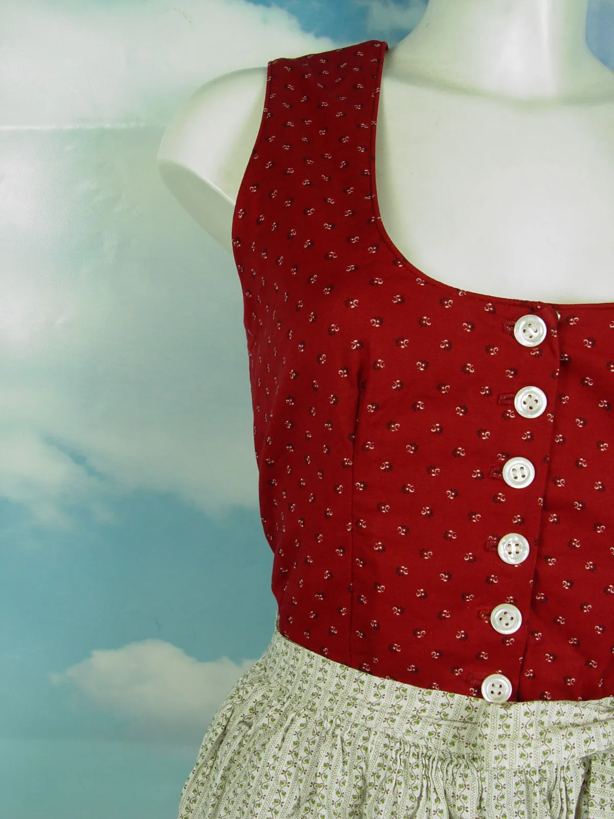 Handarbeit Vintage Feinmuster für kl. Brust TOP Dirndl mit Schürze -DK538- Gr.44