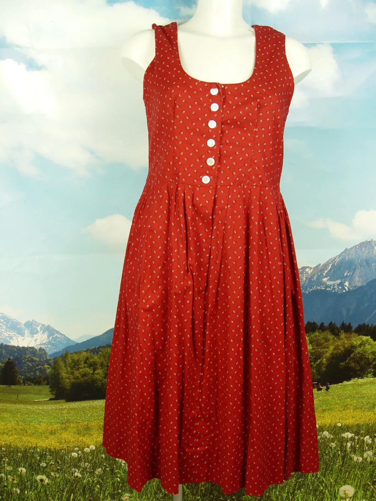 Handarbeit Vintage Feinmuster für kl. Brust TOP Dirndl mit Schürze -DK538- Gr.44
