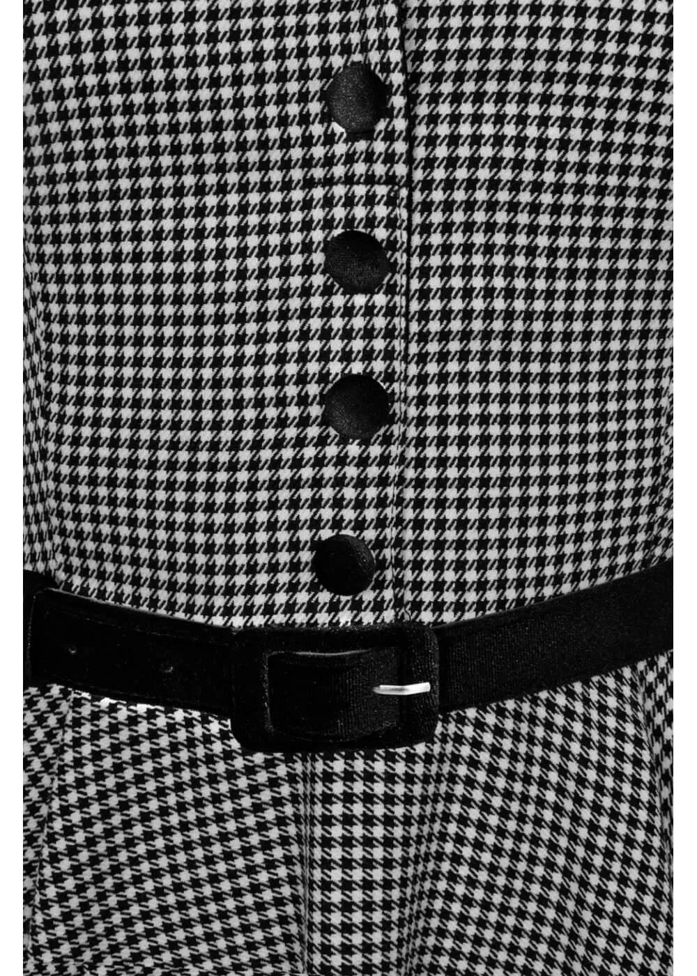 Hell Bunny Teddy Houndstooth 50's Swing Kleid Grau