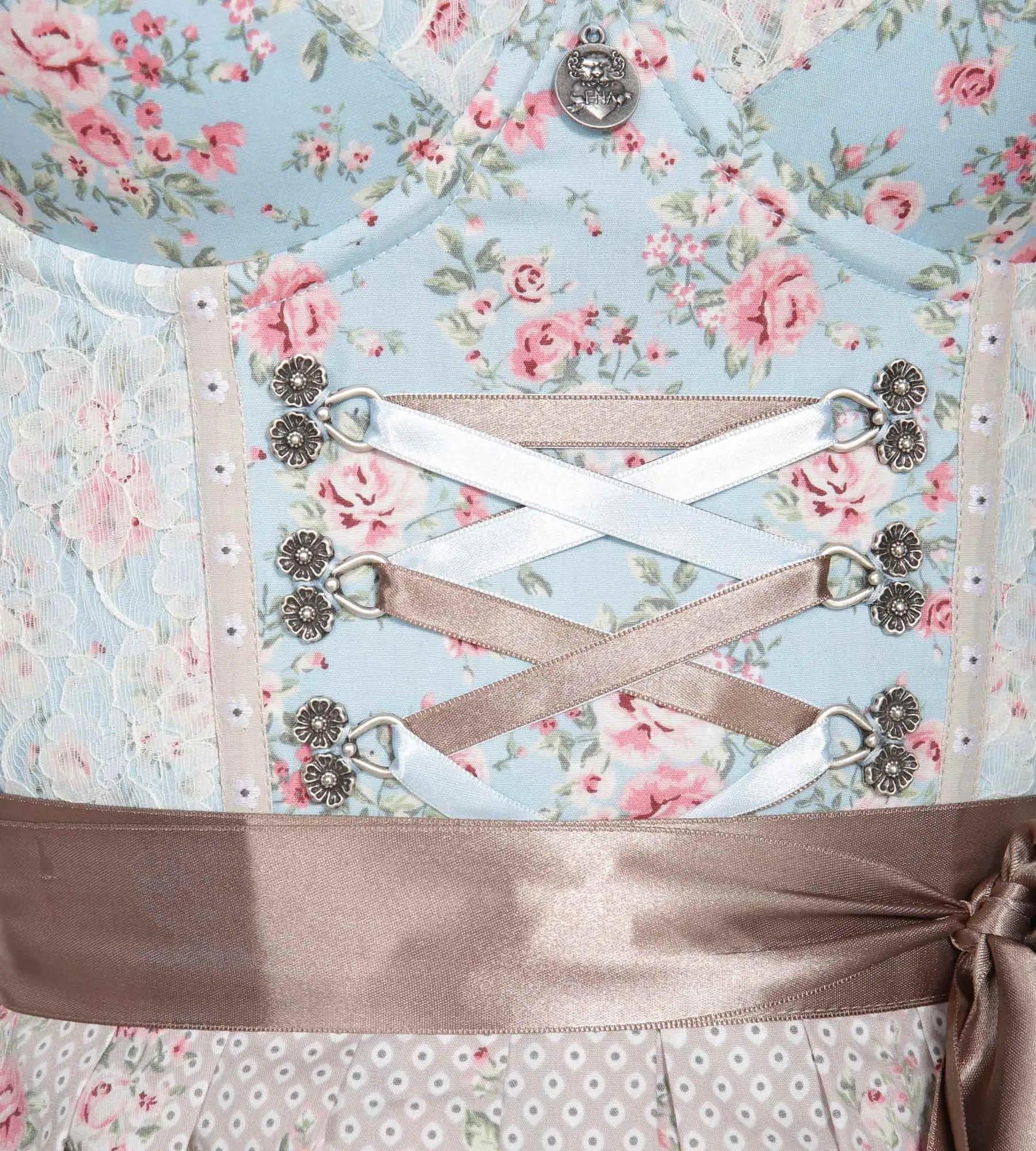 Hellblaues Dirndl mit Blumenprint