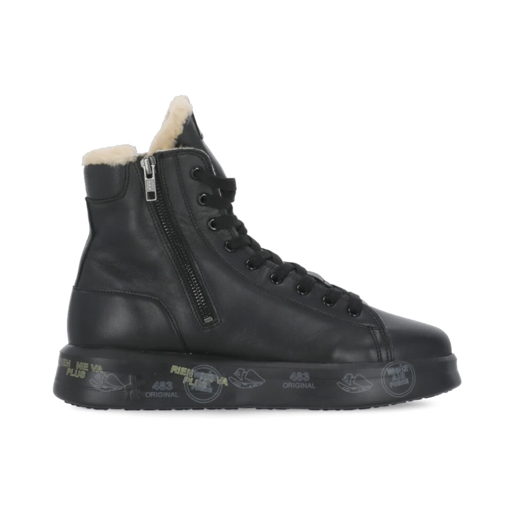Hohe Leder Sneakers Schwarz Weiß