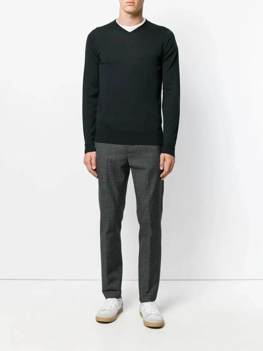   John Smedley  Refined V-Neck Sweater Black  Pullover 
