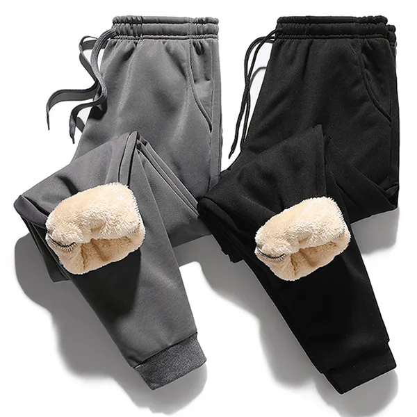 Lässige Herren-Jogginghose mit Plüsch-Futter und Kordelzug