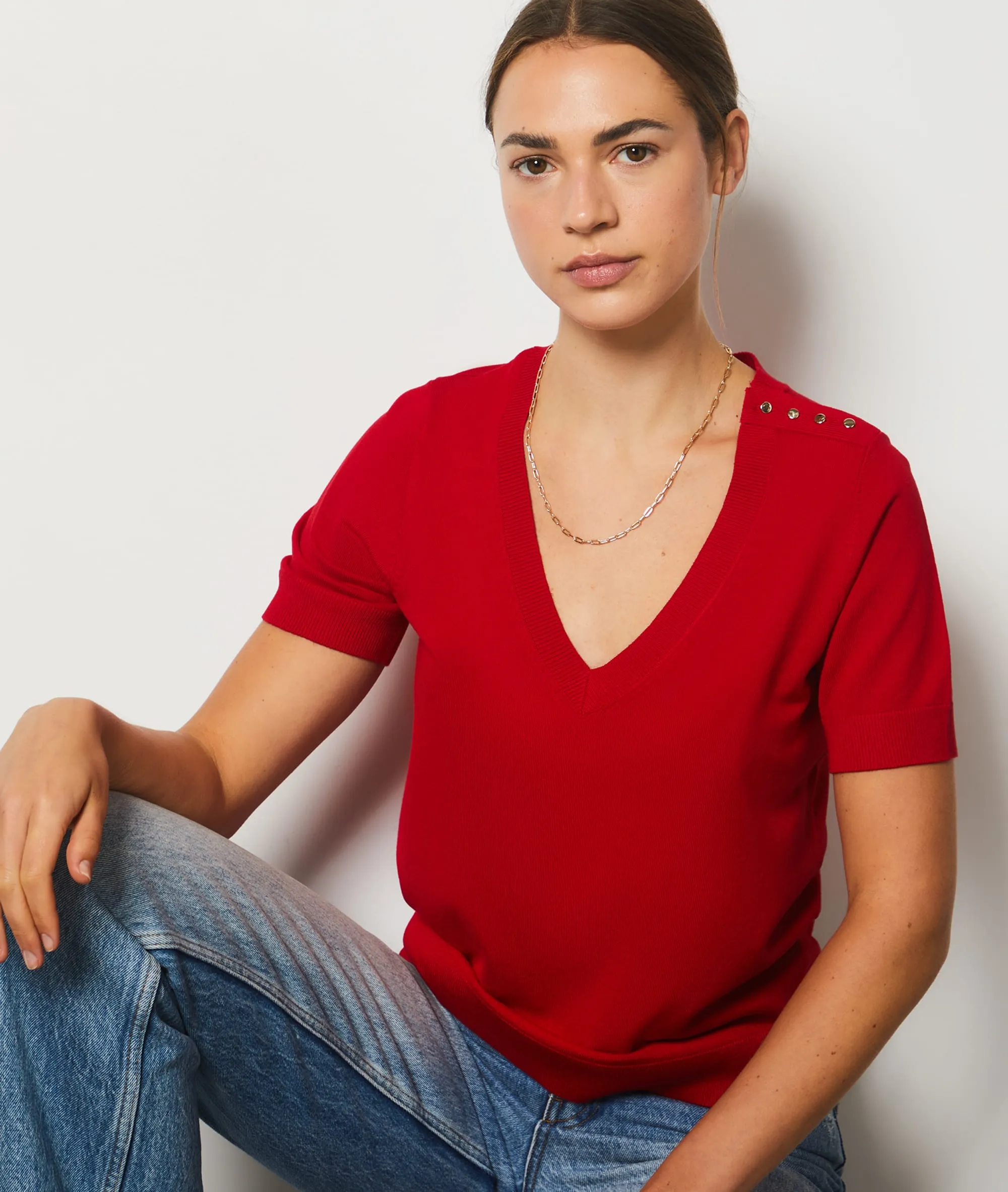 Pullover mit kurzen Ärmeln VISCOSE