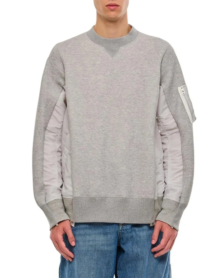   Sacai  Sponge Sweat X Nylon Twill Pullover Grey  Pullover 