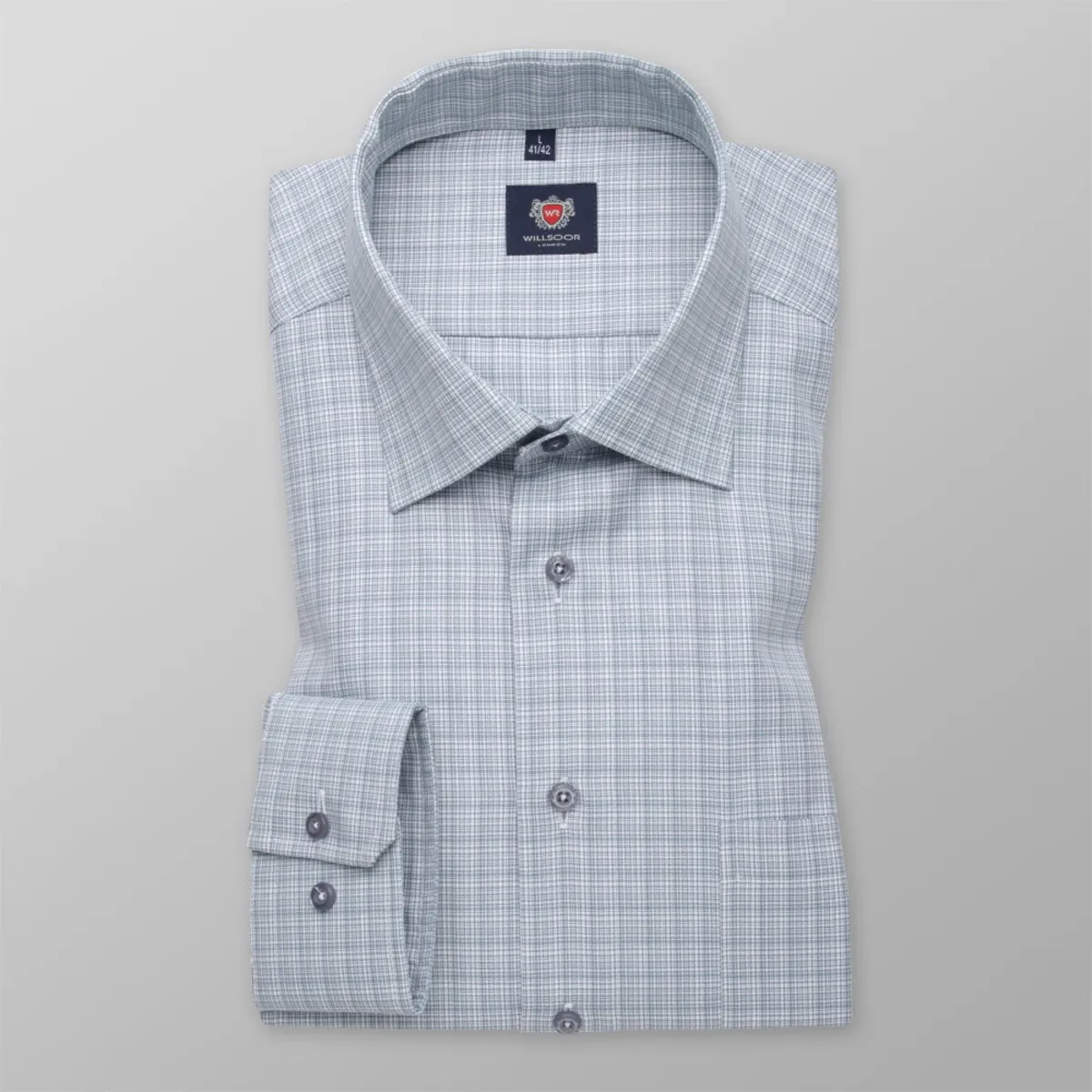 Slim Fit Herrenhemd mit einem grau-weißem Muster 11692