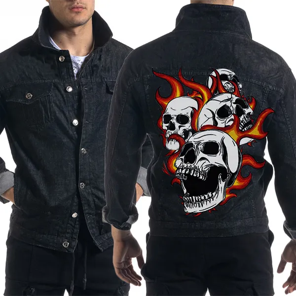 Street Fashion Totenkopf-Jeansjacke für Herren
