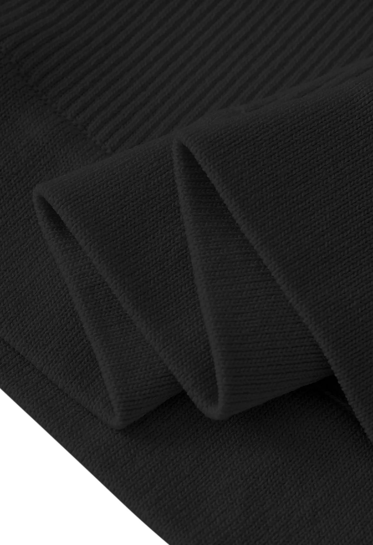 Strick-Crop-Top mit quadratischem Ausschnitt und Puffschultern in Schwarz