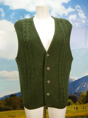 Strickweste mit Zopfmuster kurz grün traditionell Trachtenweste Weste Gr.52