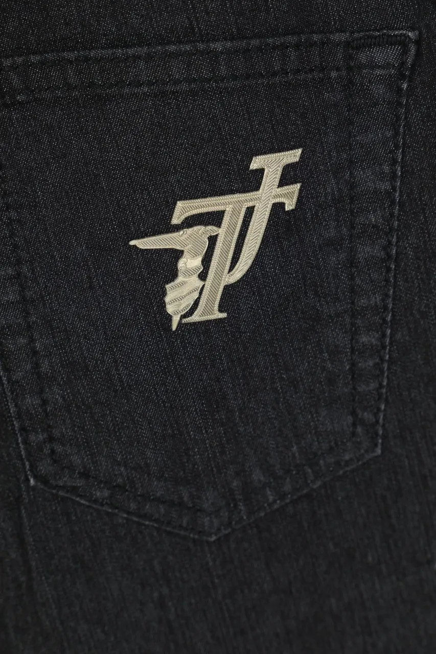 TRUSSARDI JEANS - Straight Cut Jeans mit aufgesetzten Taschen mit Logo-Print - W25