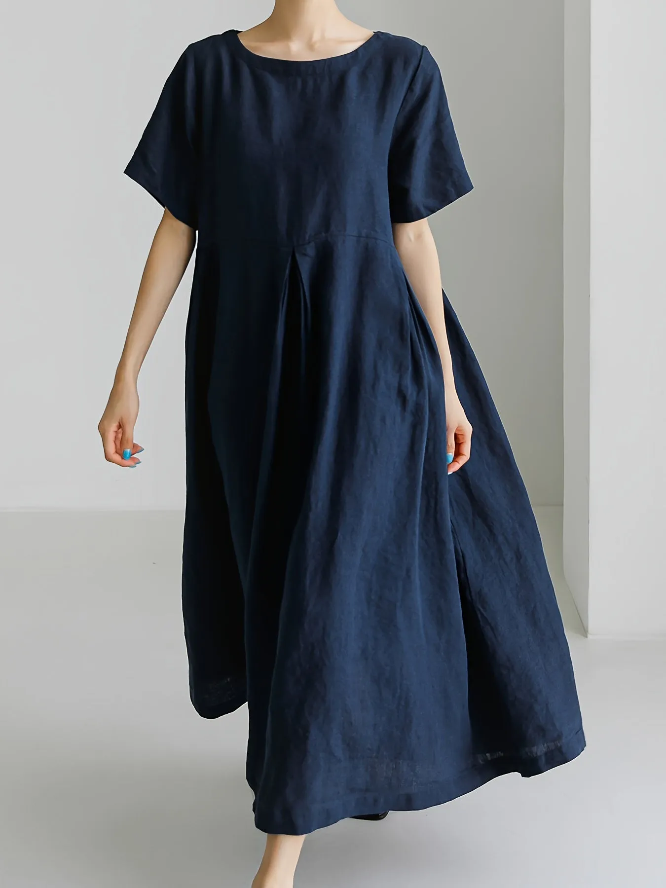 Weite Maxi-Kleid mit kurzen Ärmeln für Damen