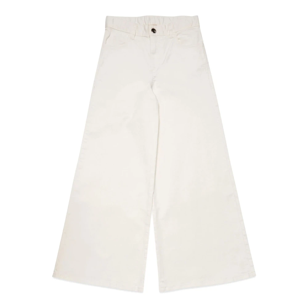 Weiße Baumwoll-Weitbein-Jeans