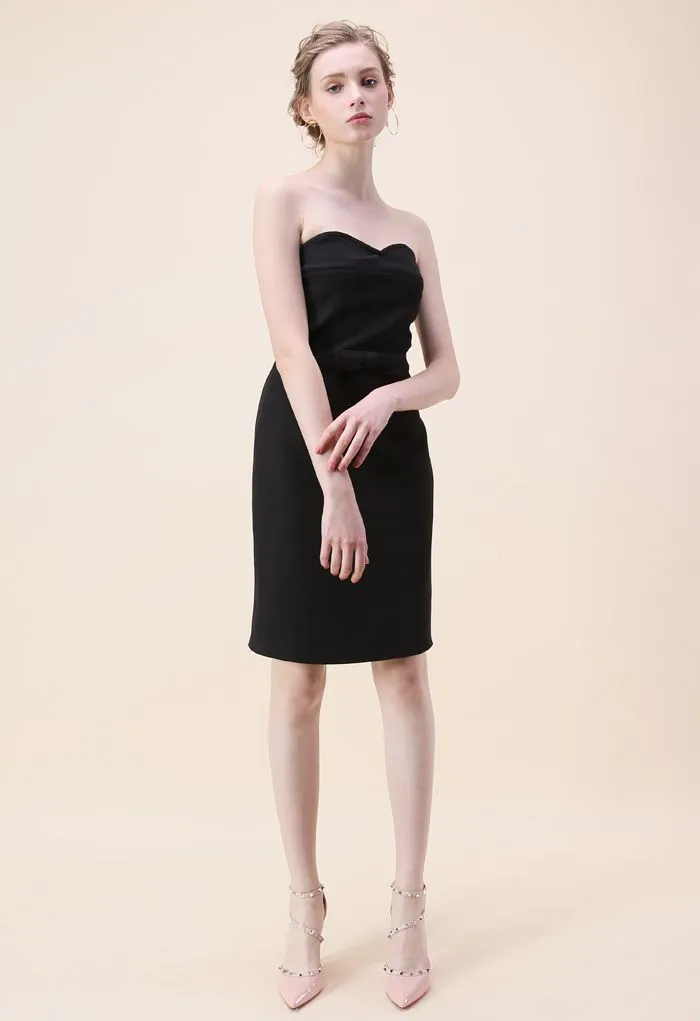 Würde in bowknot trägerlosen Body-Con Kleid in schwarz
