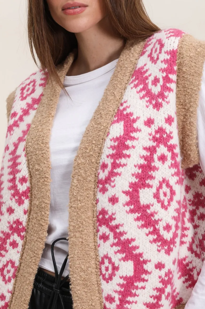 Ärmellose Strickweste mit geometrischen Drucken ANTONELLA